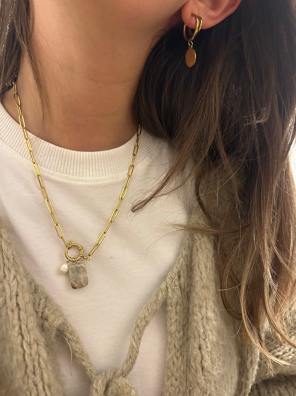 Miniaturbild: Gliederkette mit Edelstein und Süßwasserperle