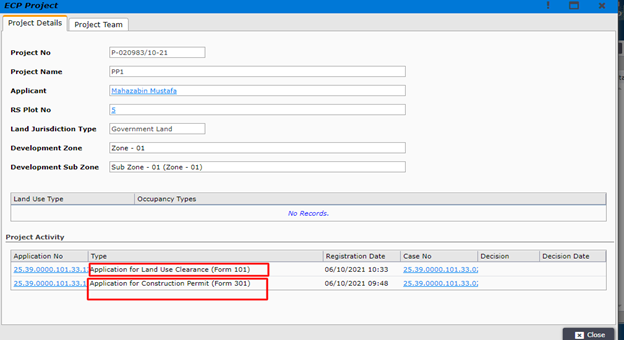 RAJUK ECPS service web interface