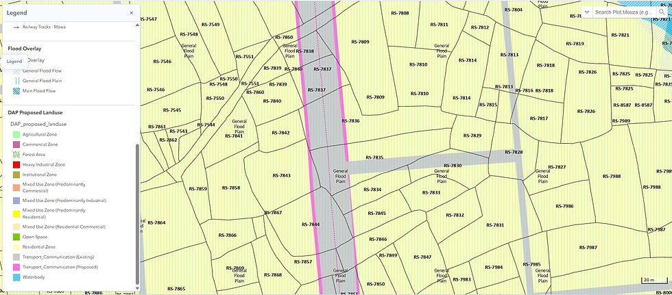 RAJUK Masterplan Map on RS map for Dhaka with Legend