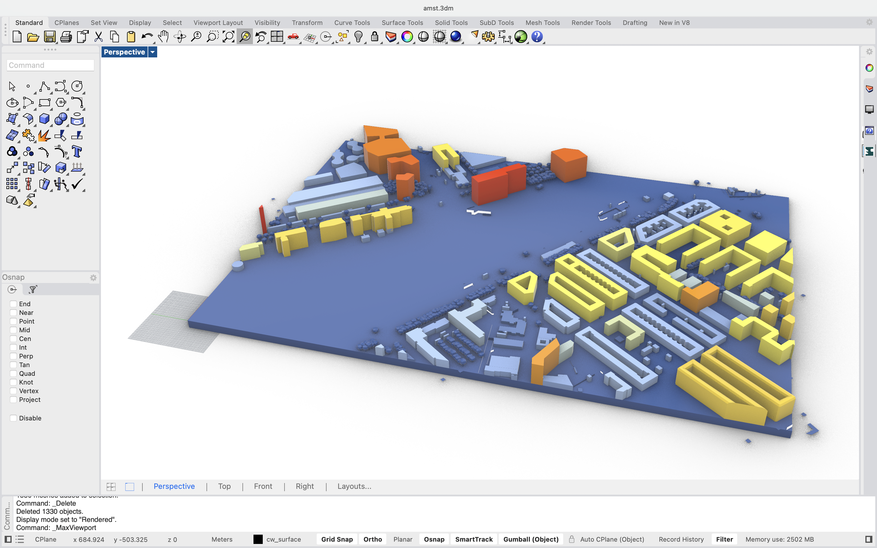 Cityweft Grasshopper Plugin, Buildings heatmap