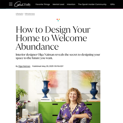 Olga Naiman's article on How to Design Your Home to Welcome Abundance