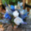 Silk Flowers Grave Pot in Blue and Ivory