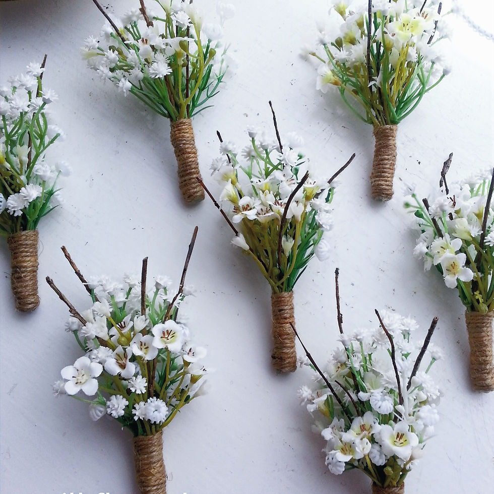 Thumbnail: Artificial Flower Buttonhole Rustic Style Babies Breath (Gypsophila)