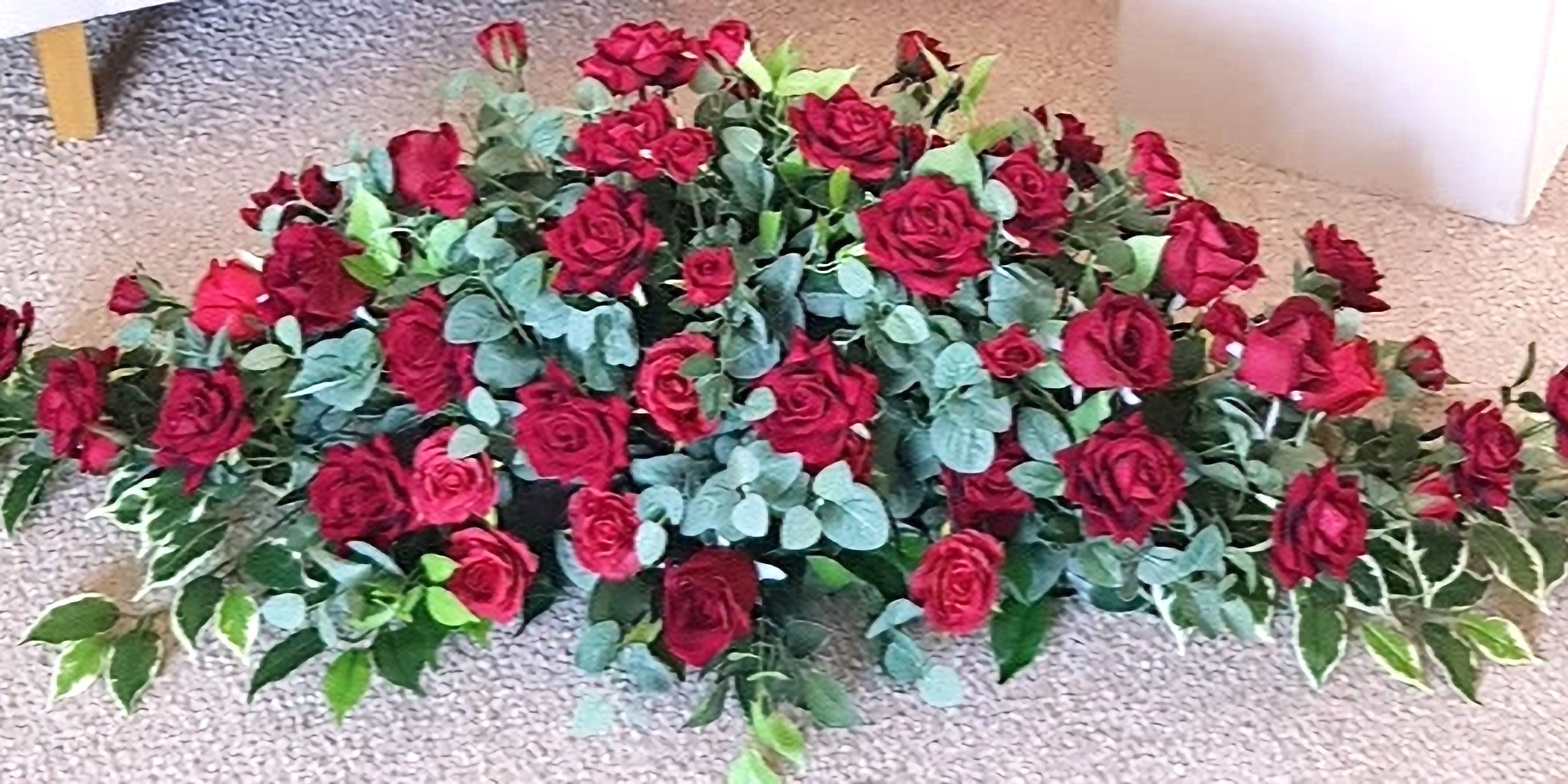 Artificial Funeral Flowers Rose Coffin Spray 120cm