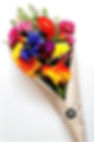Silk Flower Bouquet with varieties of brightly coloured realistic artificial flowers in Blue, Orange, Yellow, Pink and Purple