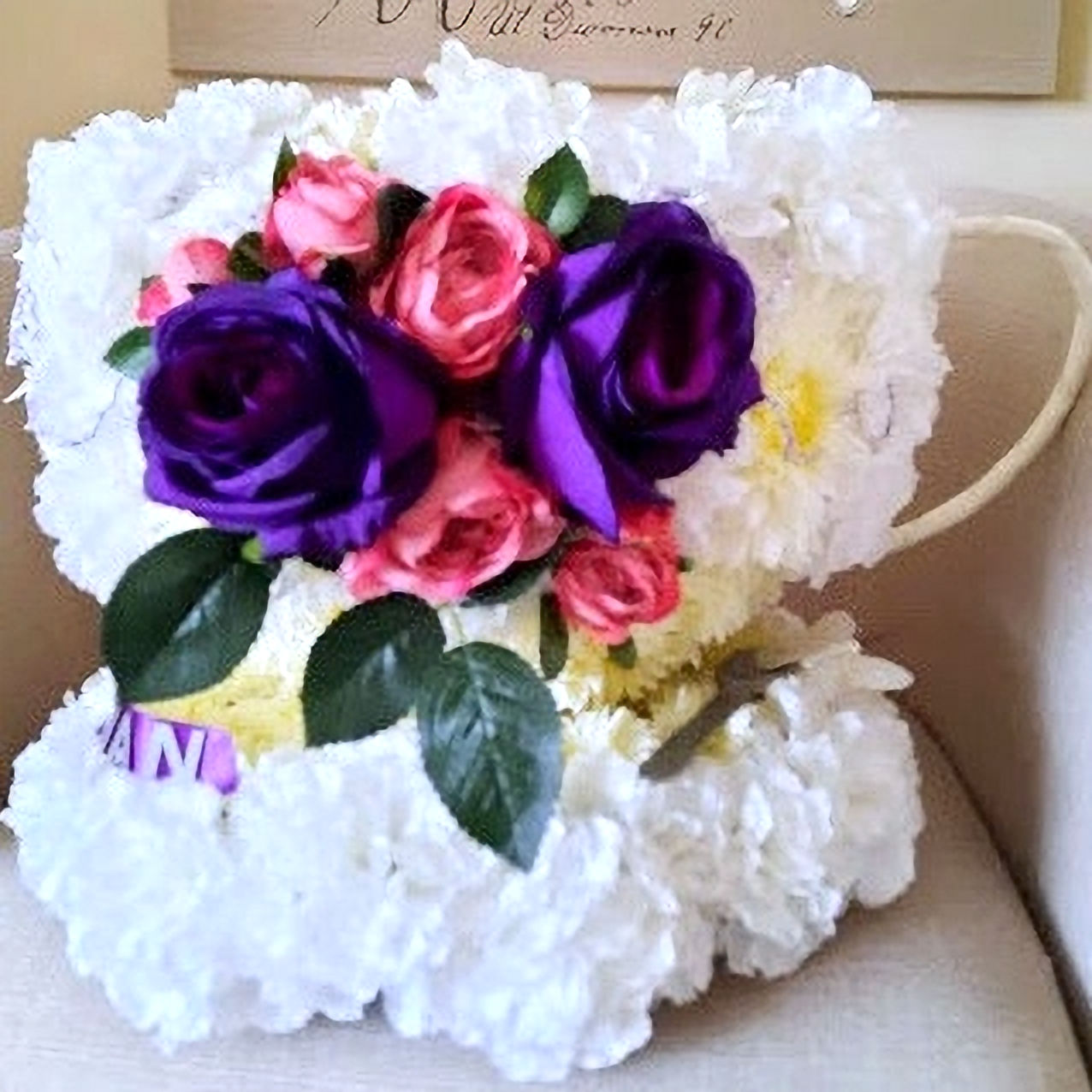 Artificial Funeral Flowers Cup and Saucer