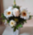 Silk Flowers for Grave. Pot with White Roses and Gerbera