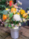 Silk Flowers Grave Pot Orange Rose and Blossom