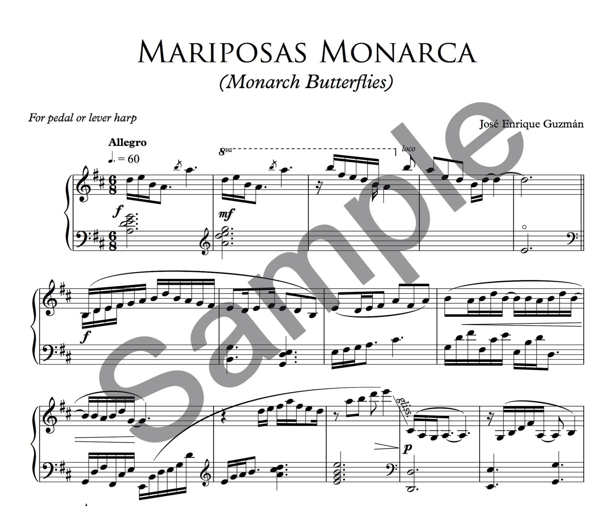 José Enrique Guzmán - Mariposas Monarca For Harp
