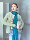 A Green Cardigan in Cable Pattern