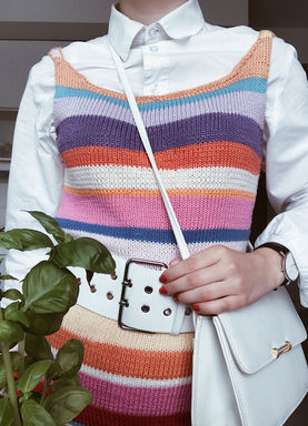 A Striped Leftover Yarn Dress