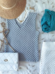 A Blue Top in Honeycomb Pattern