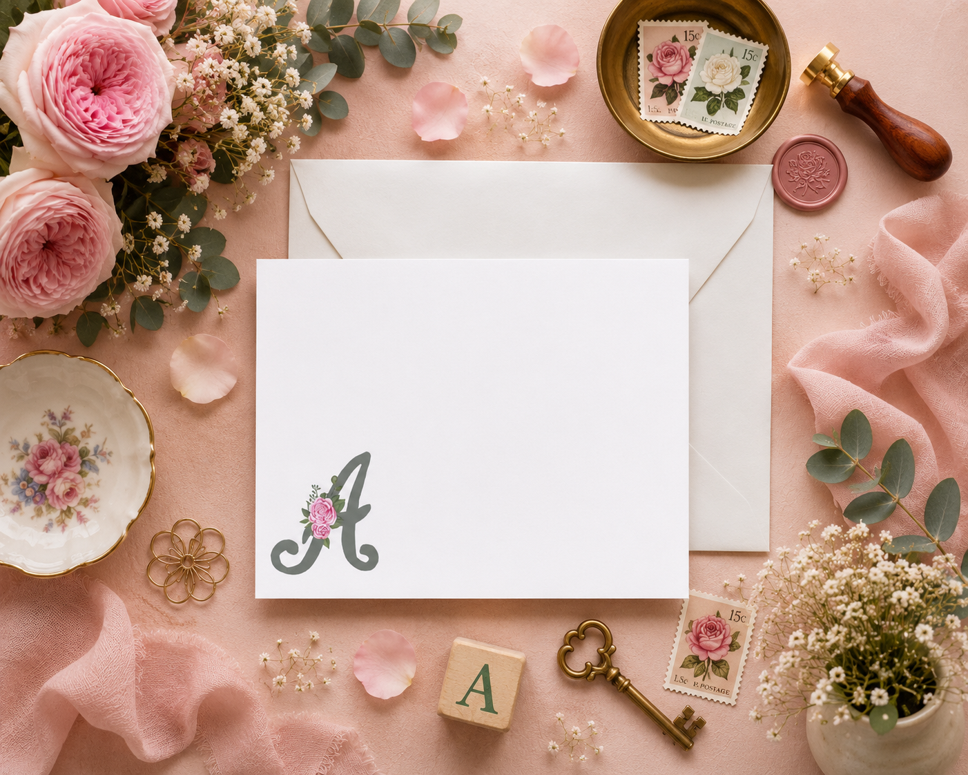 Letter A Flat Note Cards