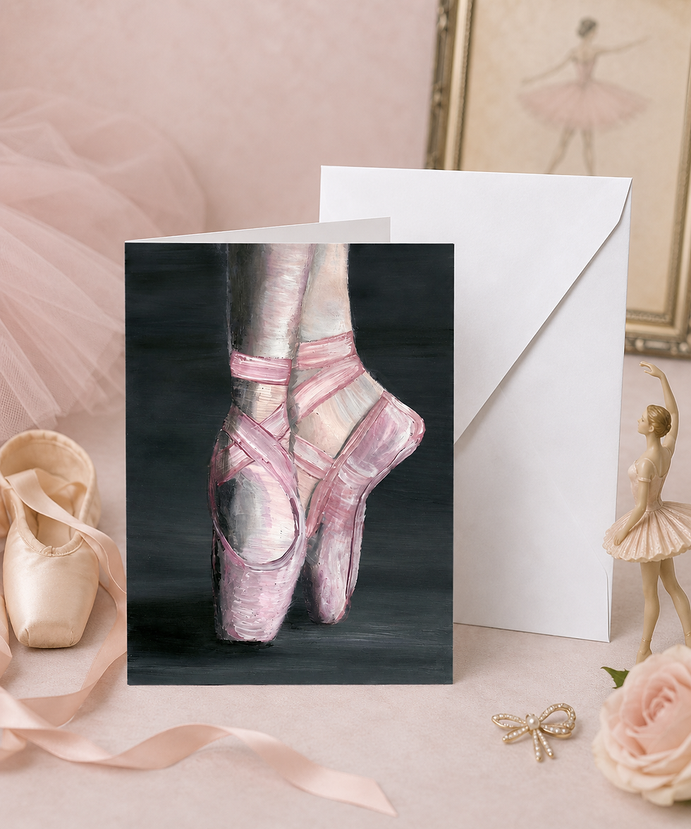Thumbnail: Spotlight Ballet Pointe Shoes Folded Note Cards