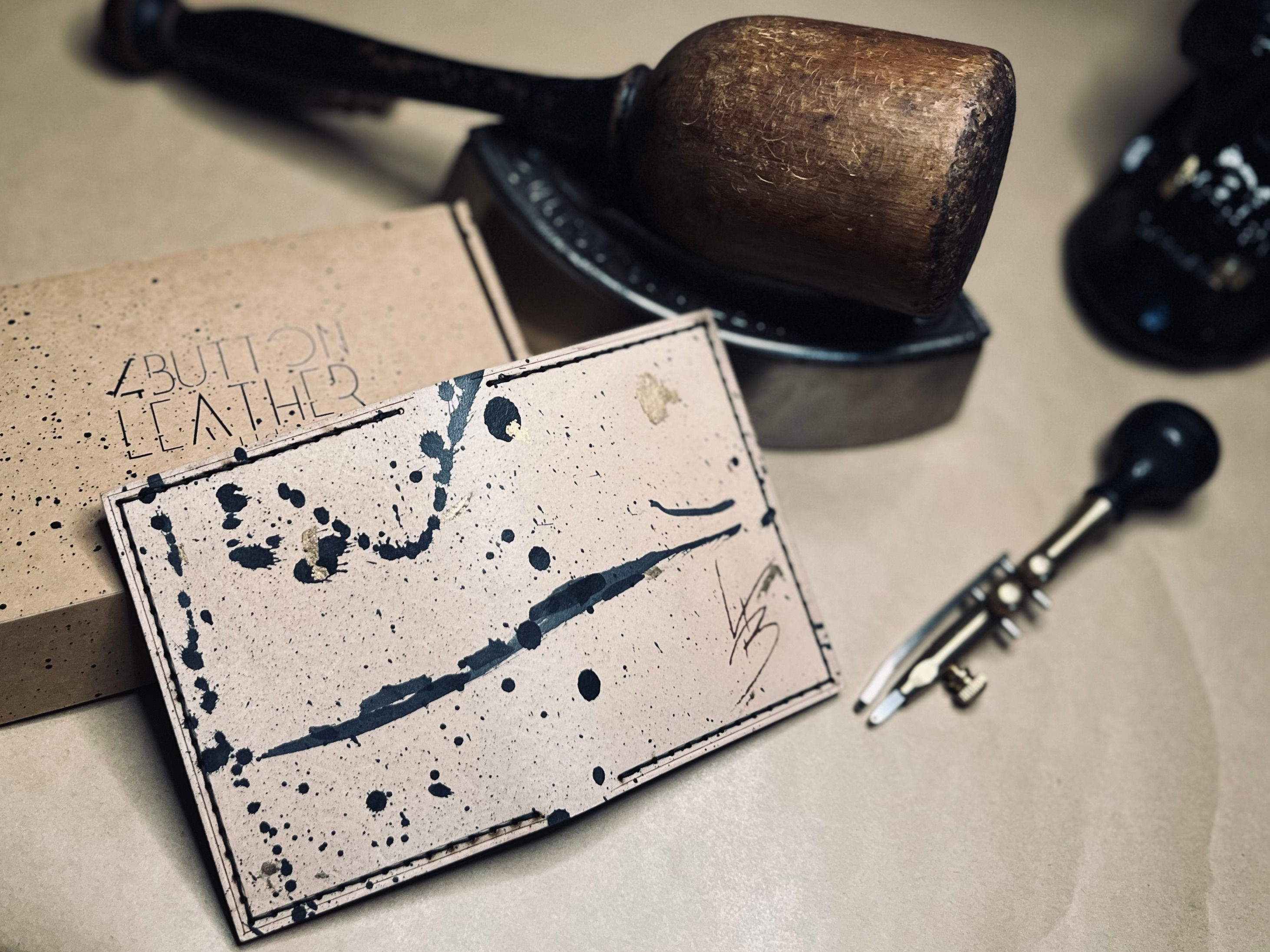 White Bifold Wallet withBlack Ink Graffiti