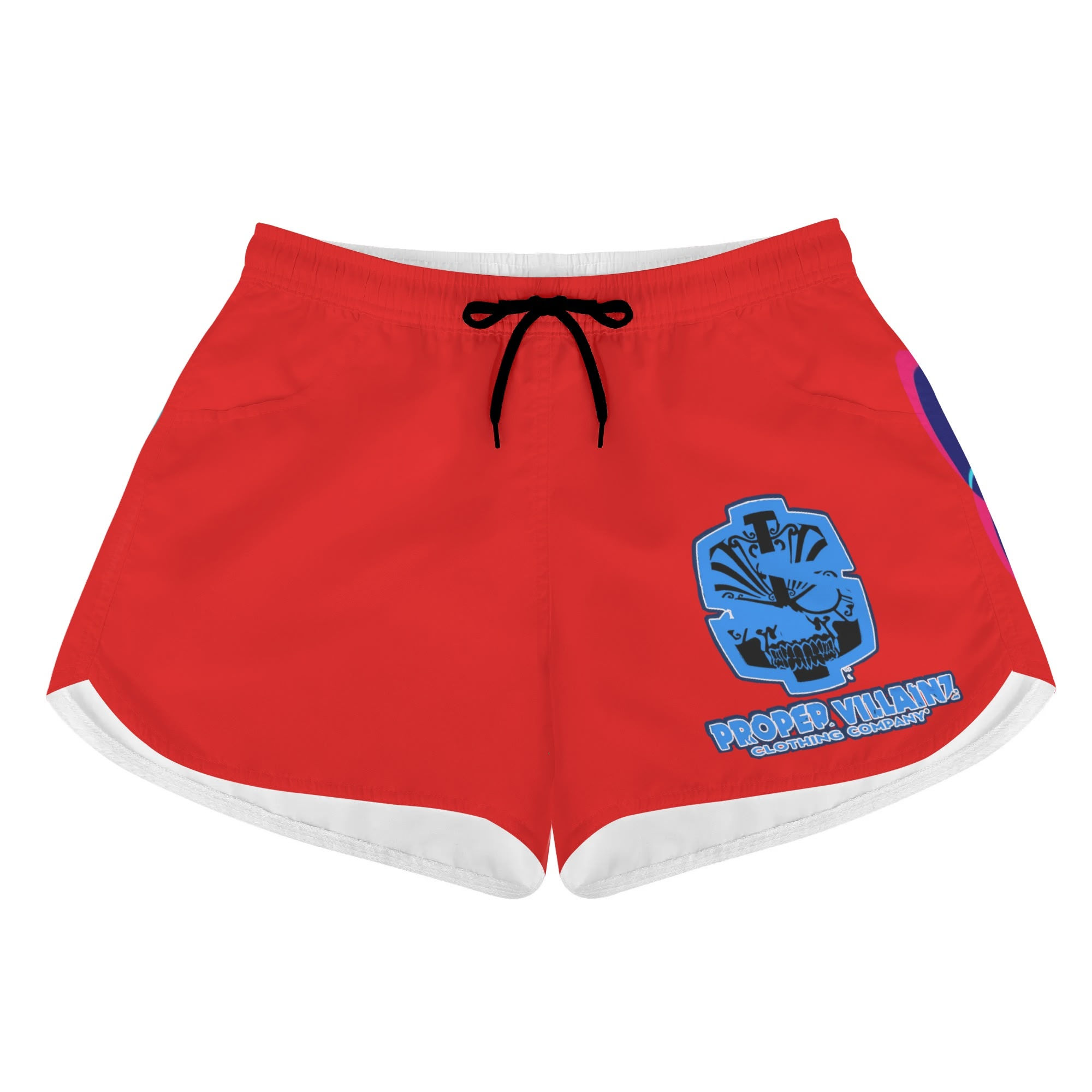 Proper Villainz Women's Juicy Booty Casual Beach Shorts/Red and blue