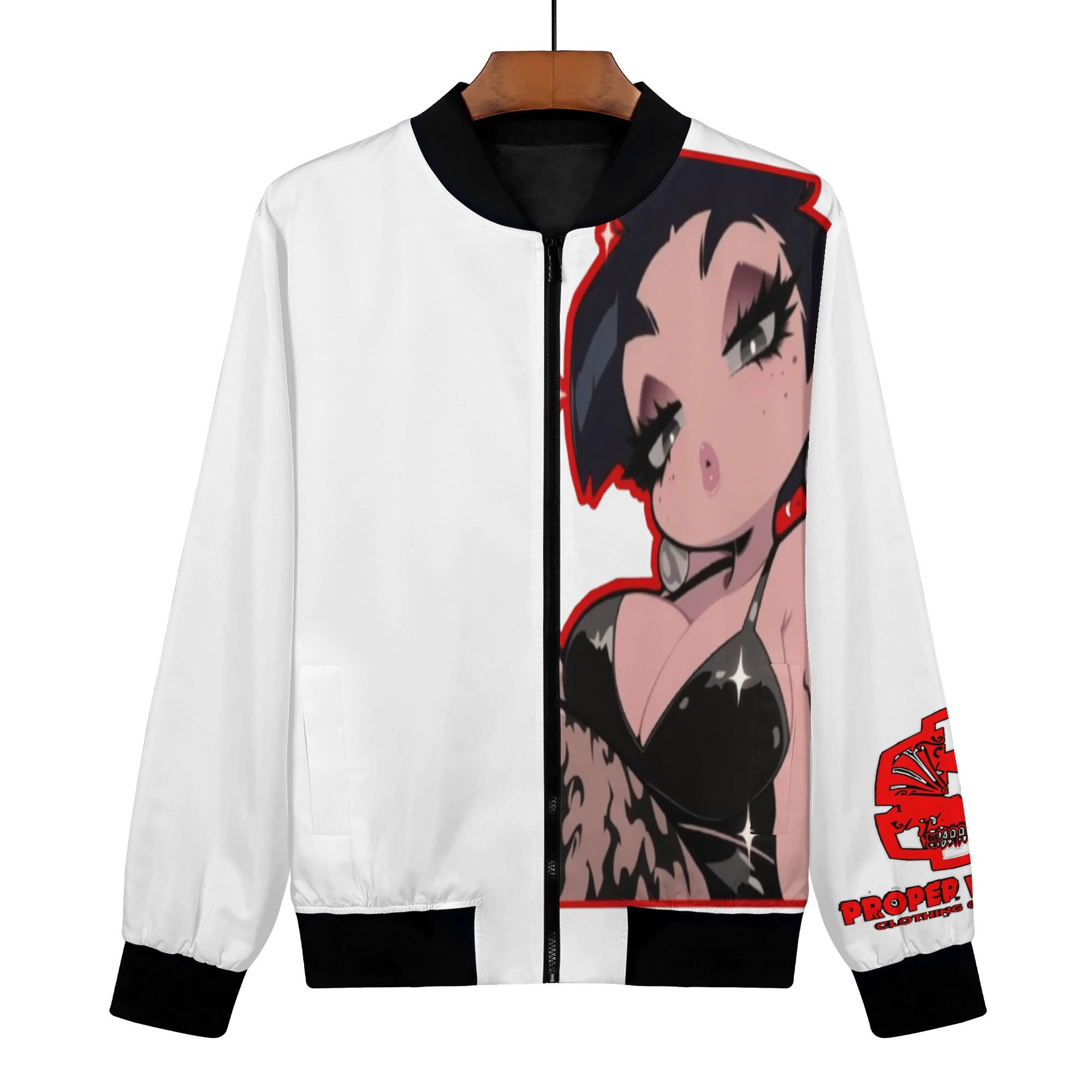 Proper Villainz Ladies Juicy Bomber Jacket/White/Red