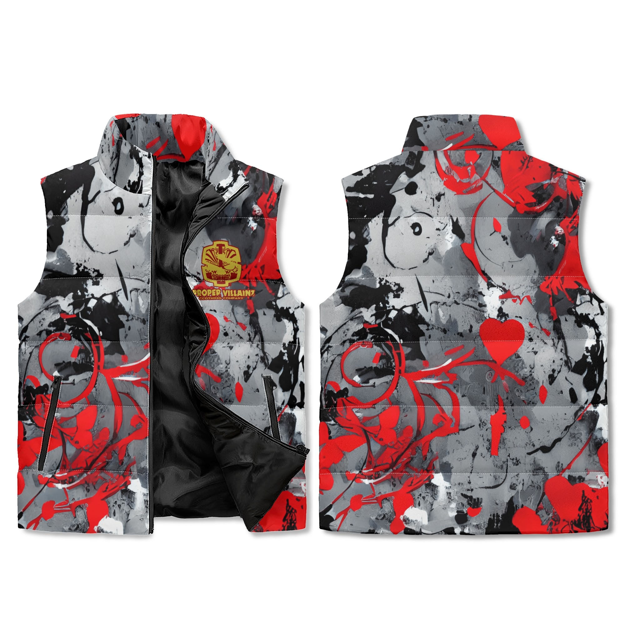 Proper Villainz Zip Up Puffer Vest/ Graffiti Bridge