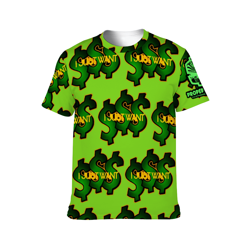 Proper Villainz I Just Want $$$ All Over Print Tee/ Money Green