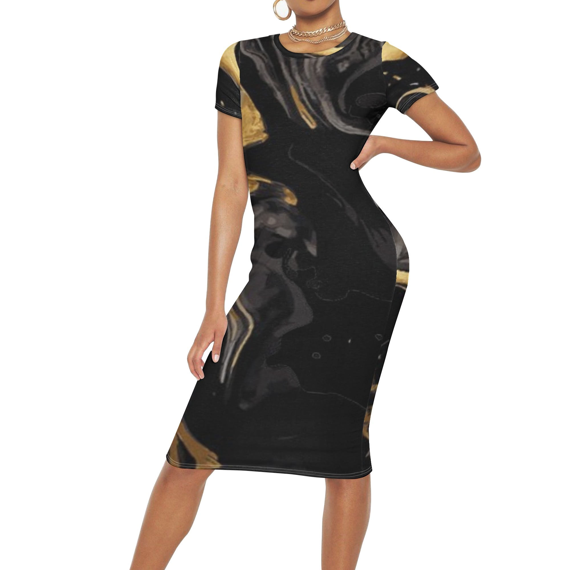 Proper Villainz Women's Luxury Circle Short Sleeve Dress