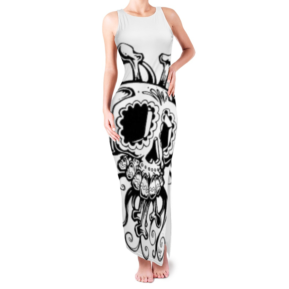Proper Villainz Skull & Bonez Sexy Sleeveless Split Dress