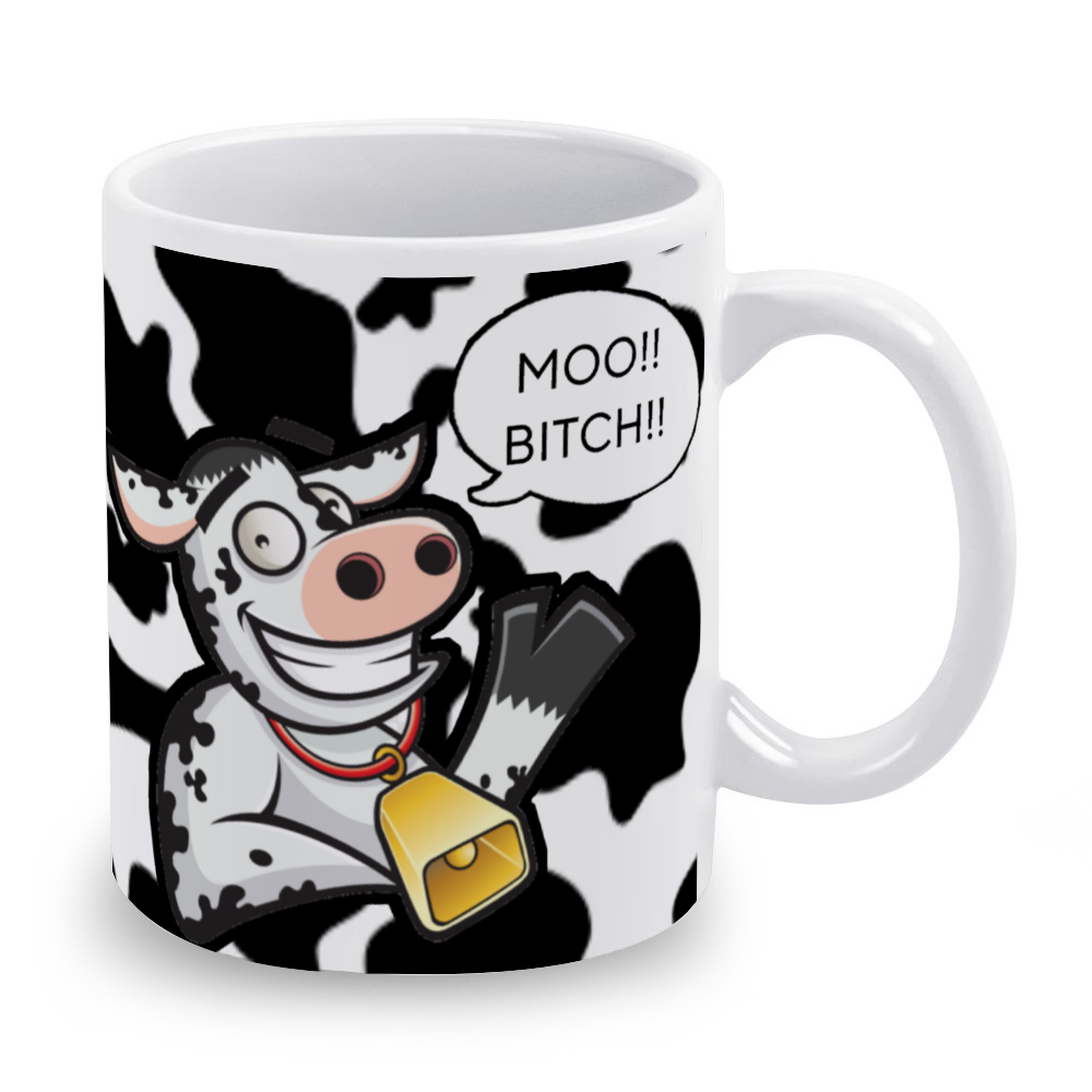 Proper Villainz Moo Bitch Cow Print Coffee Mug
