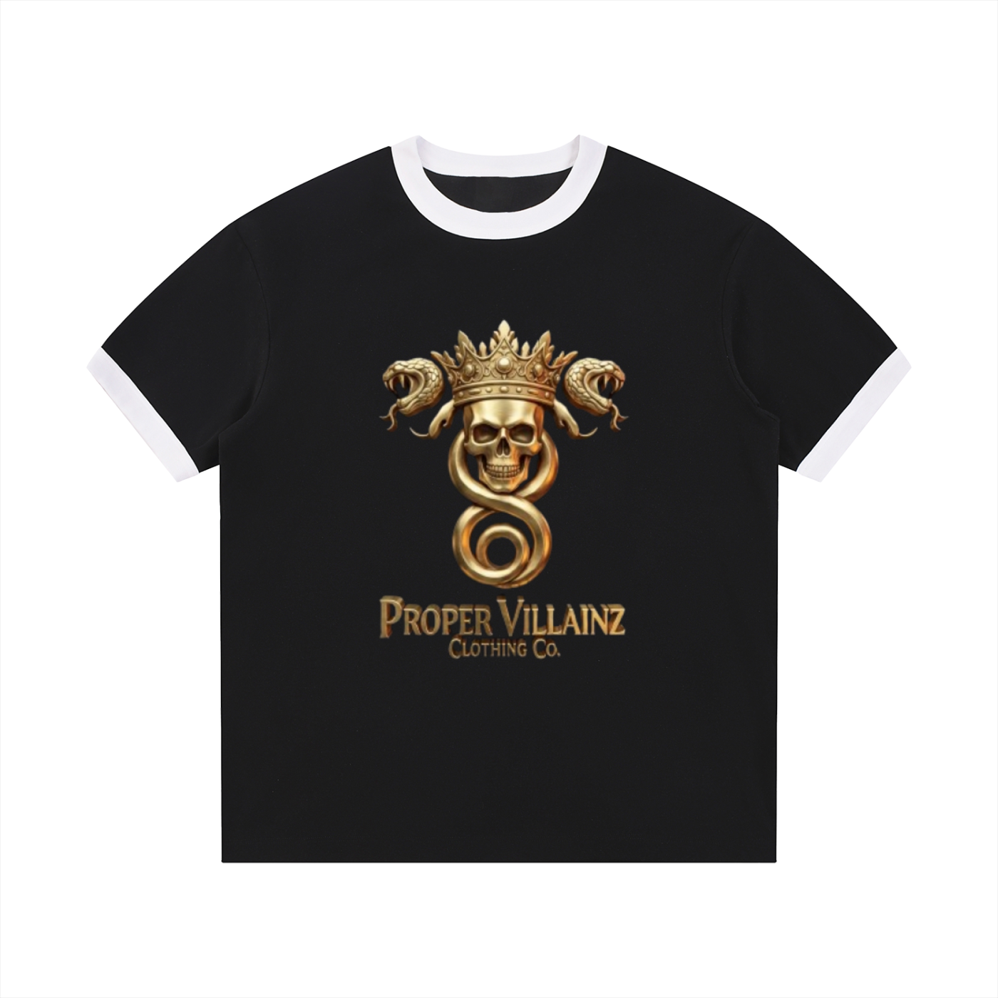 Proper Villainz Villain's Crest Contrast Edge Ribbed Crewneck T-Shirt