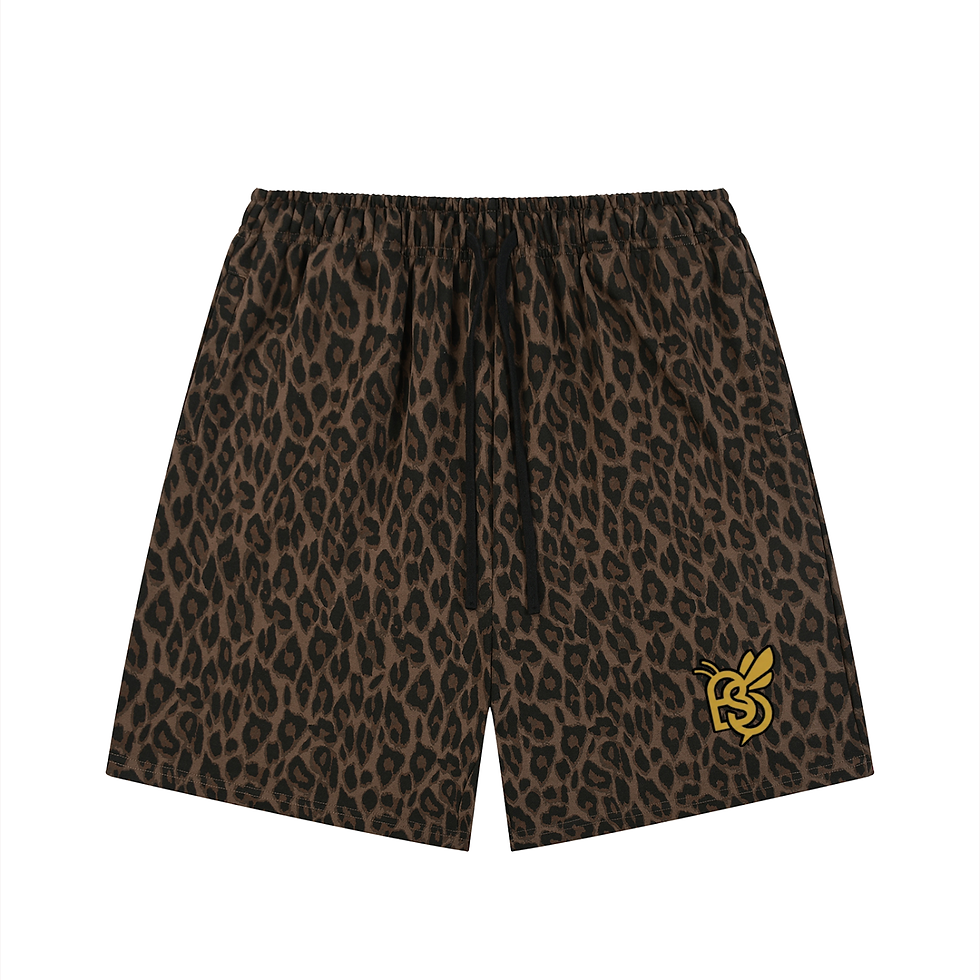Thumbnail: Brazen Slacker Unisex Heavyweight Leopard Drawstring Shorts
