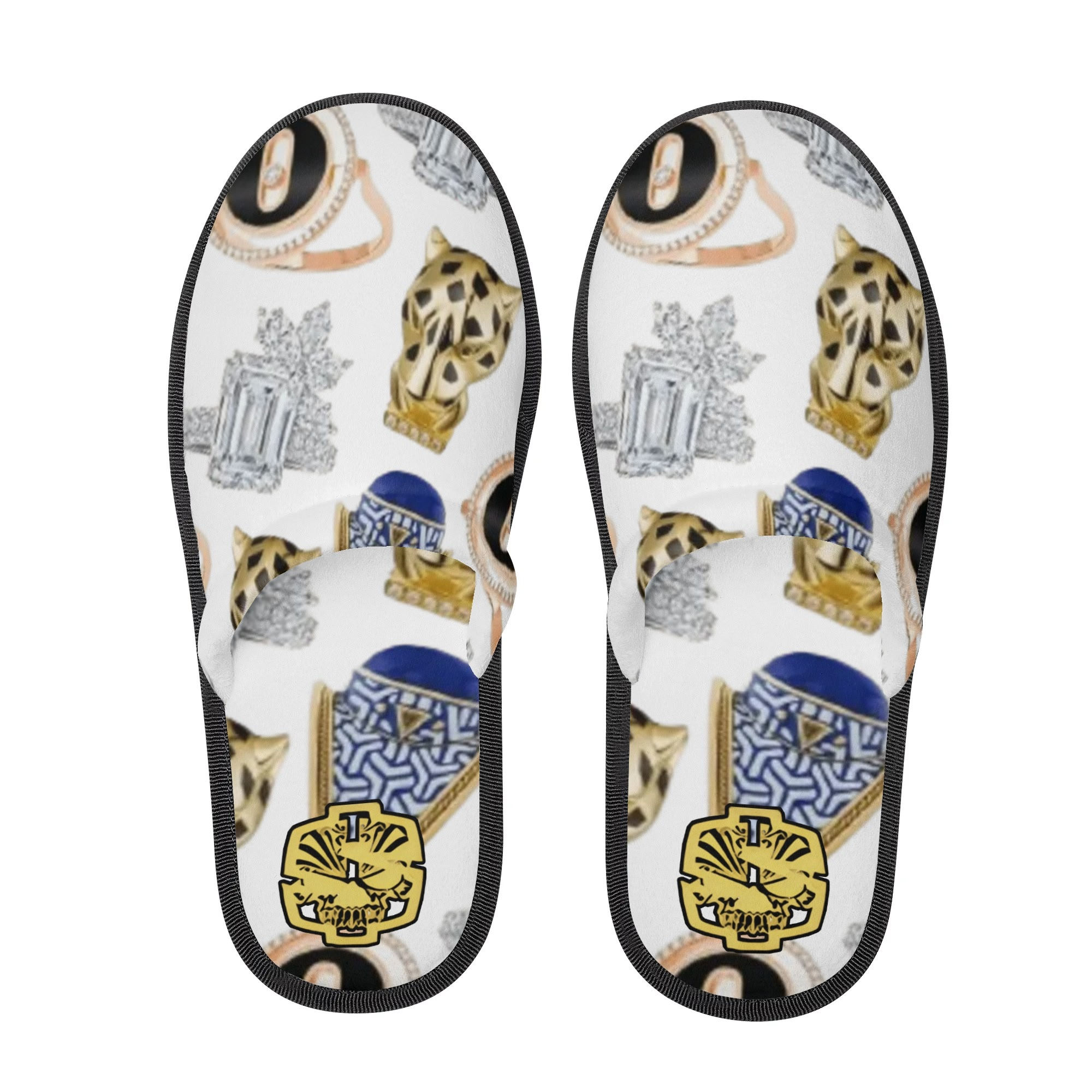 Proper Villainz Roc The Jewelz Plush Slippers/White