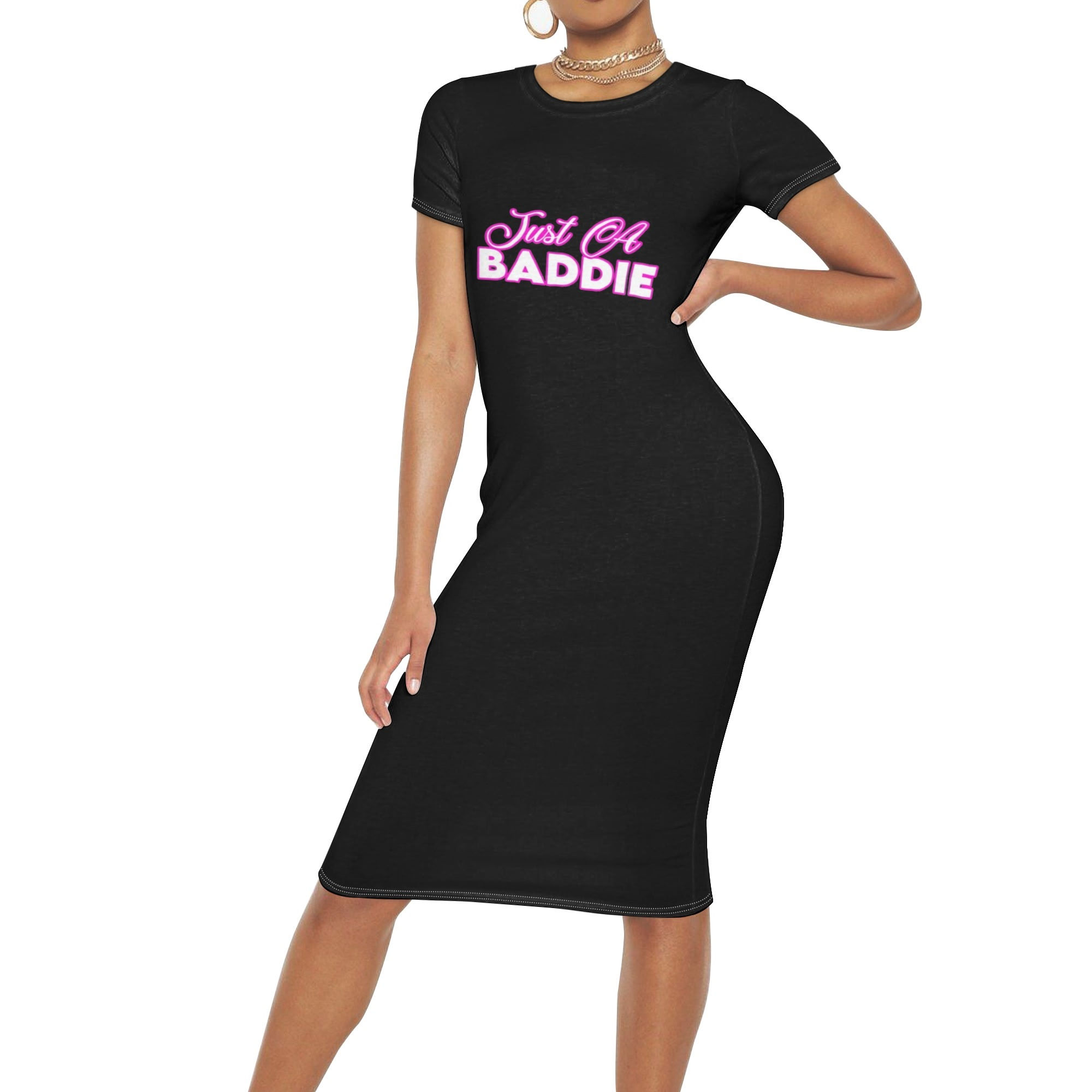 Proper Villainz Women's Just A Baddie Short Sleeve Dress