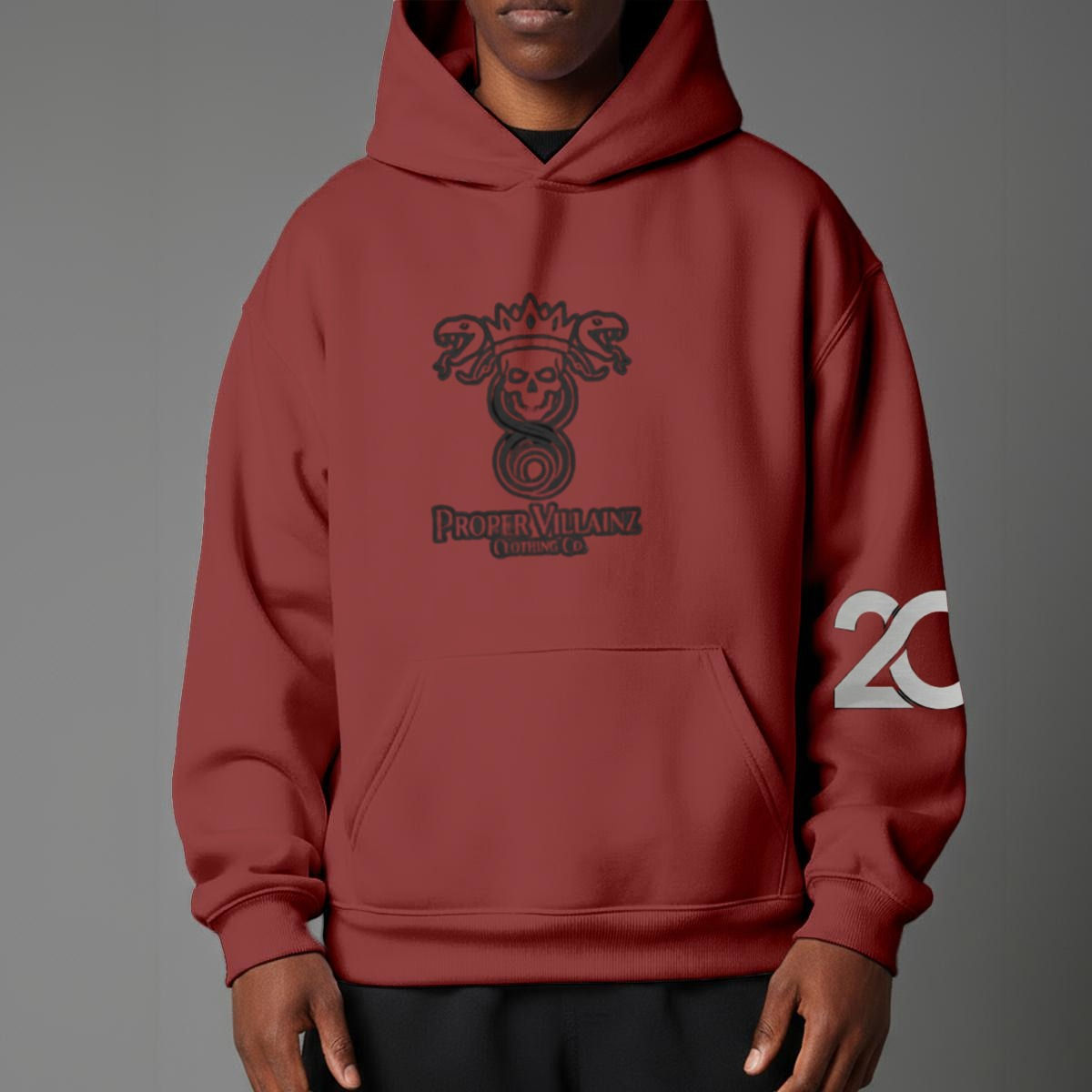 Proper Villainz Vintage Logo Pullover Hoodie with Micro-Fleece Lining|DTF