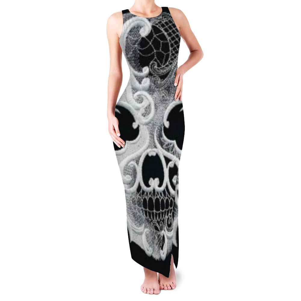 Proper Villainz Sexy Skull Sleeveless Split Long Dress
