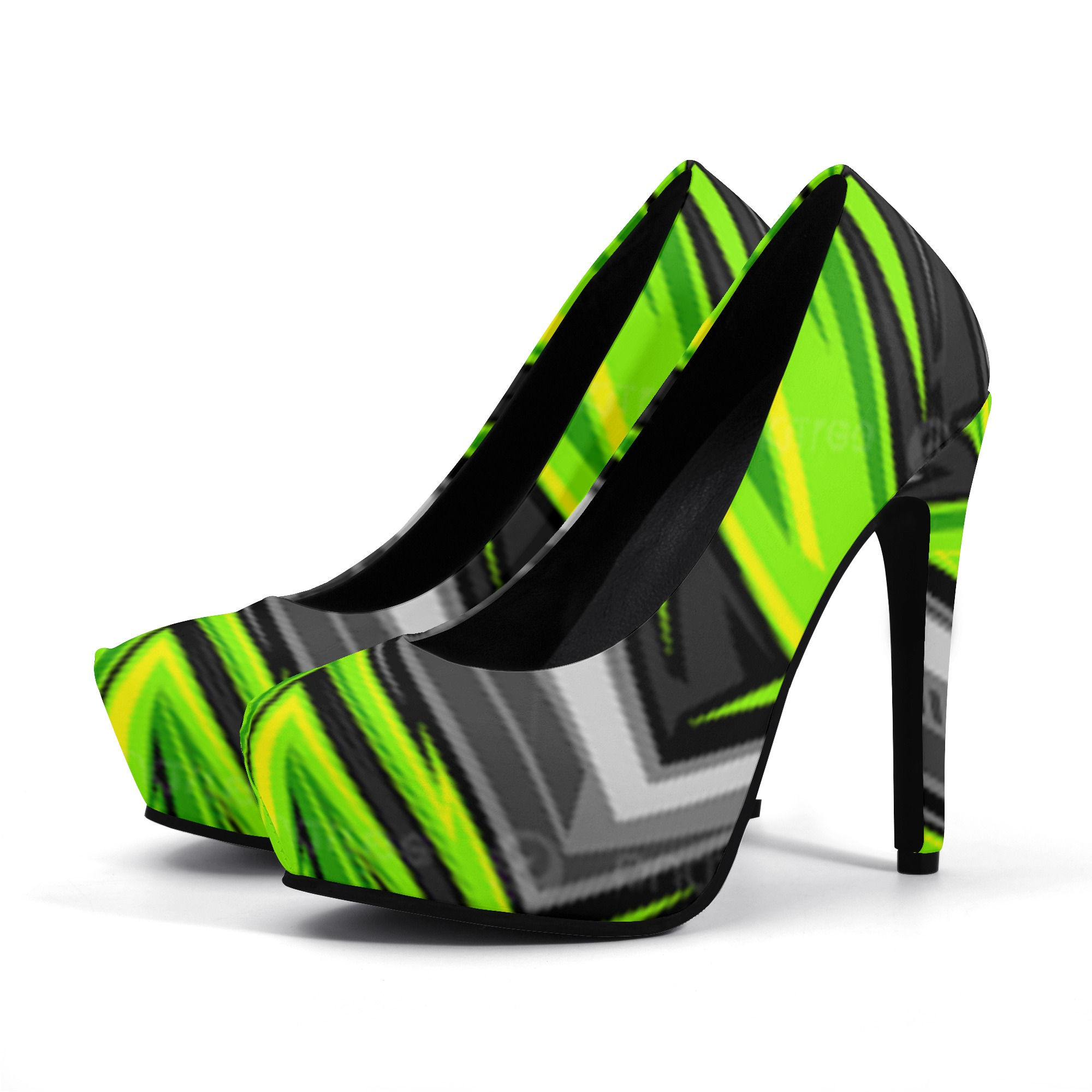 Proper Villainz 90s Retro High Heels/ Dew Green/Grey/Black