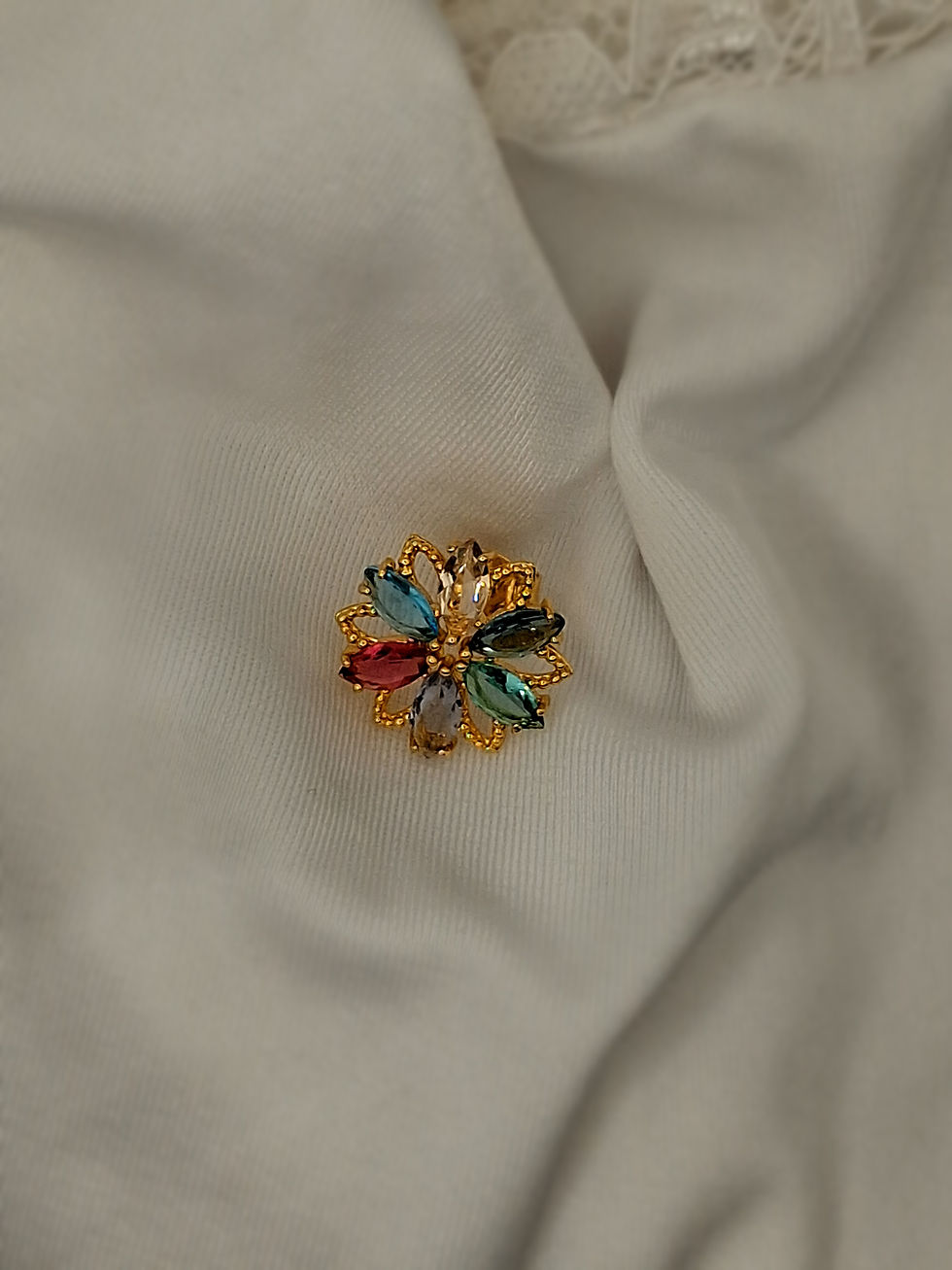 Miniatura: Brinco Flor com Pedras Coloridas