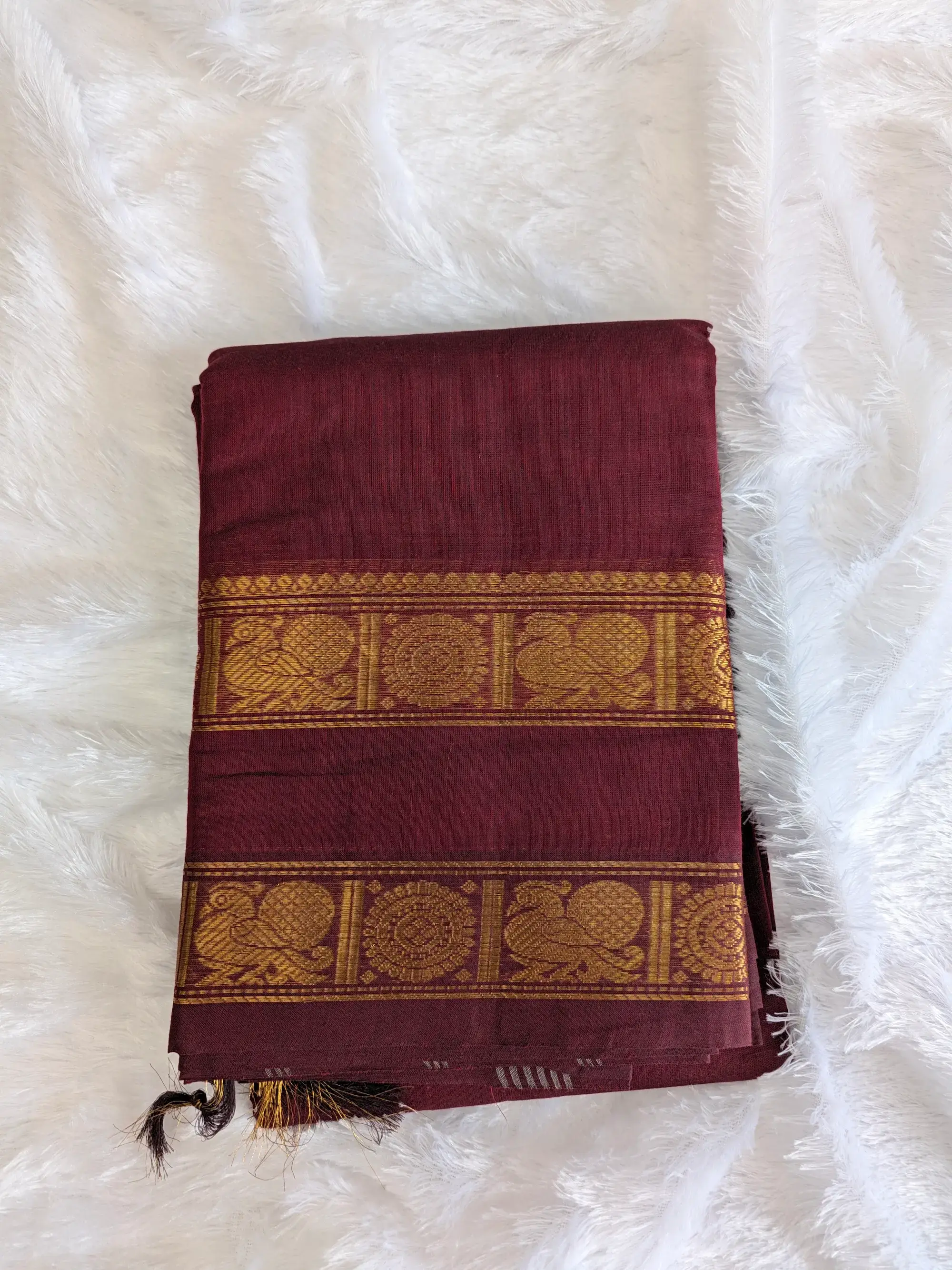 Kanchi Cotton Saree (Maroon)