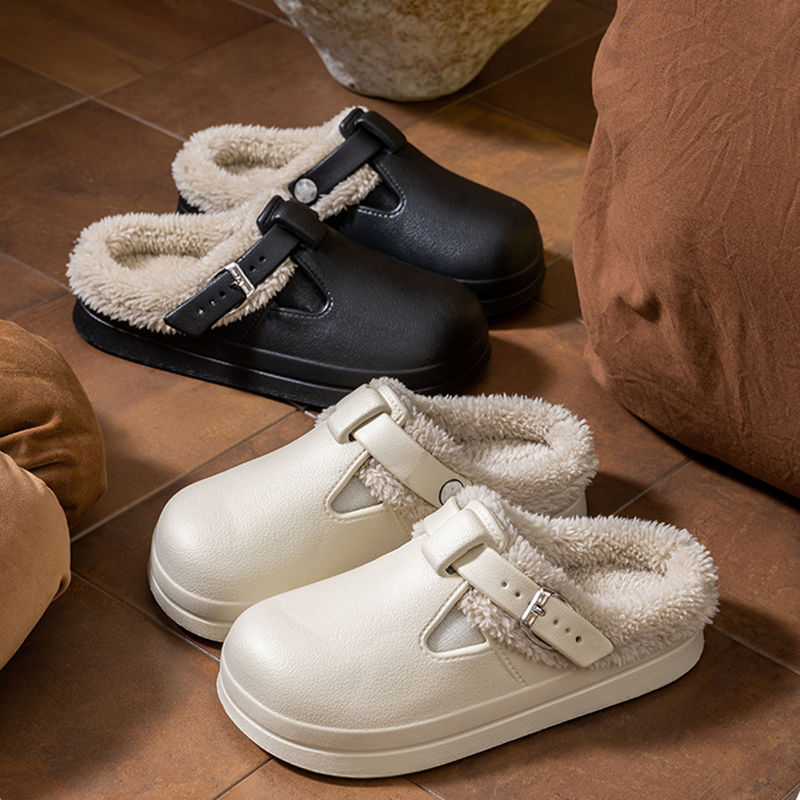 Miniatura: Chinelo feminino impermeável com forro de pelúcia, 
