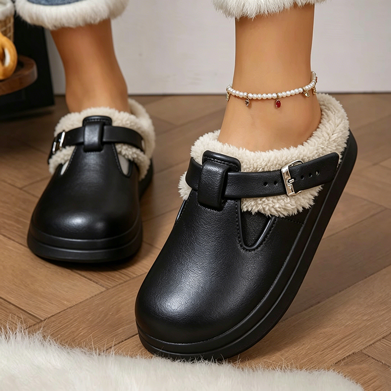 Miniatura: Chinelo feminino impermeável com forro de pelúcia, 
