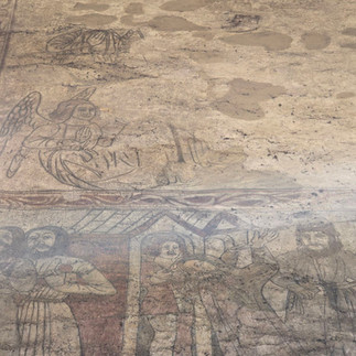 Medieval wall painting details in the Church.