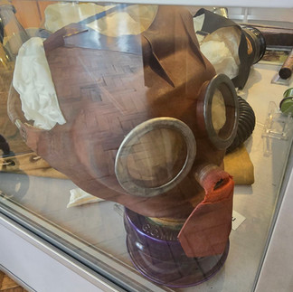 Vintage gas mask on display at the Police Museum.