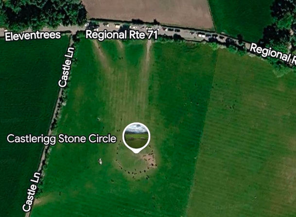 Aerial map view showing Castlerigg Stone Circle location.