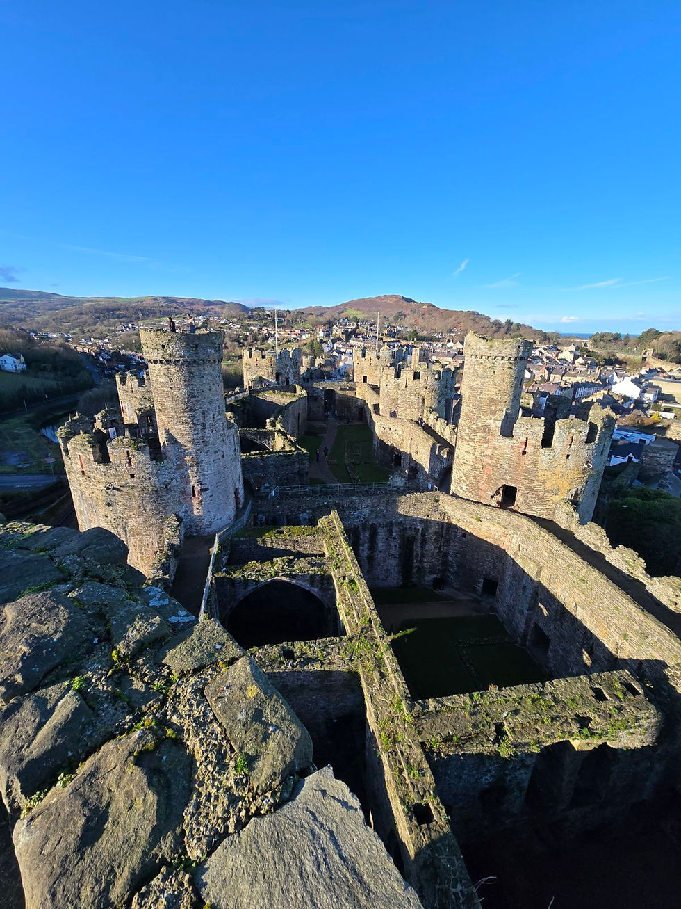 A view over Castell Conwy and the town from one of the East Towers.
