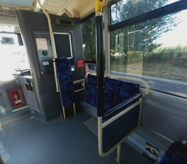 This is an example of the wheelchair spaces on the shuttle buses.