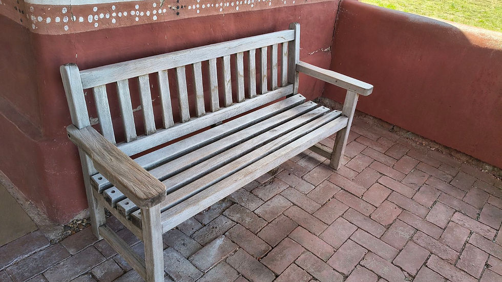 A bench in the shade at the Roman Villa.
