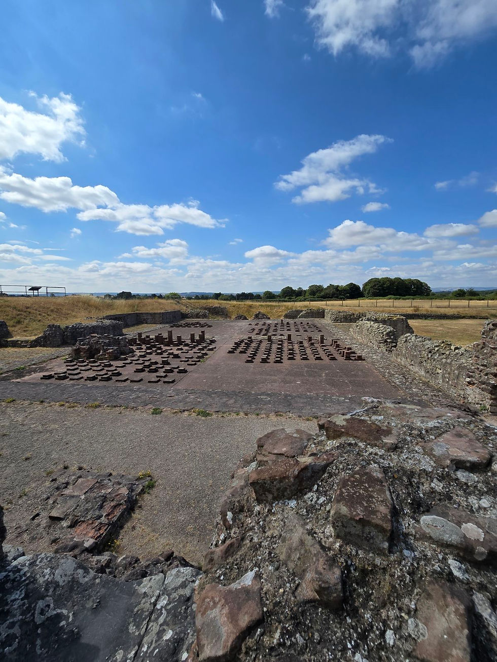 A view across the ruins of the bath house complex at Wroxeter Roman City.