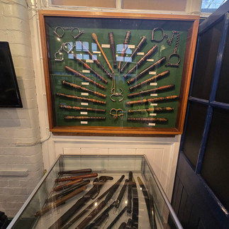 Police truncheon and weapon displays at the museum.