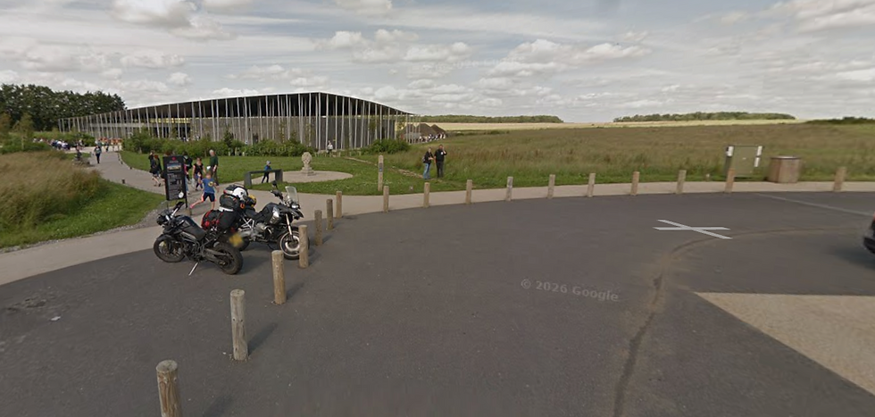 A google maps image showing the path from the disabled access bays in the car park down to the visitors centre.