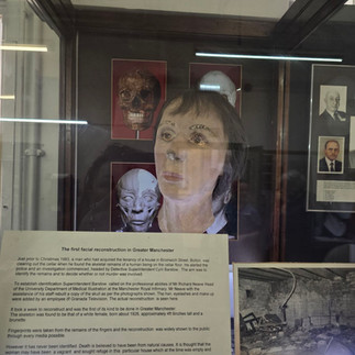 Forensic display at Greater Manchester Police Museum.