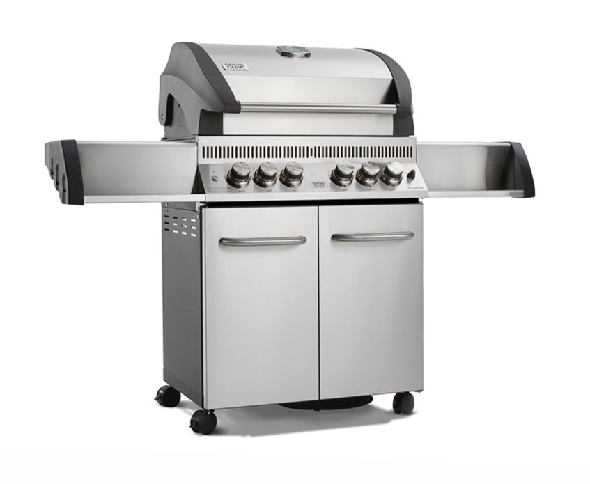 Miniaturbild: BroilChef PARAMOUNT 540 SBS Gasgrill aus Edelstahl mit sechs Drehreglern, zwei Seitentischen und Unterschrank auf Rollen