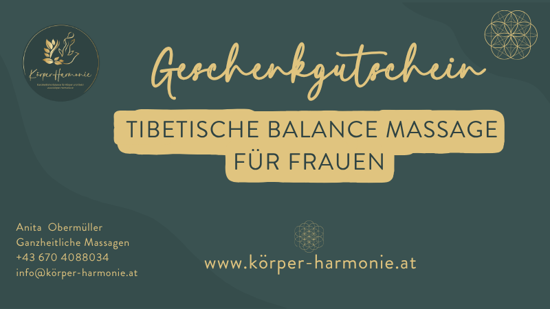 Geschenkgutschein Tibetische Balance Massage für Frauen