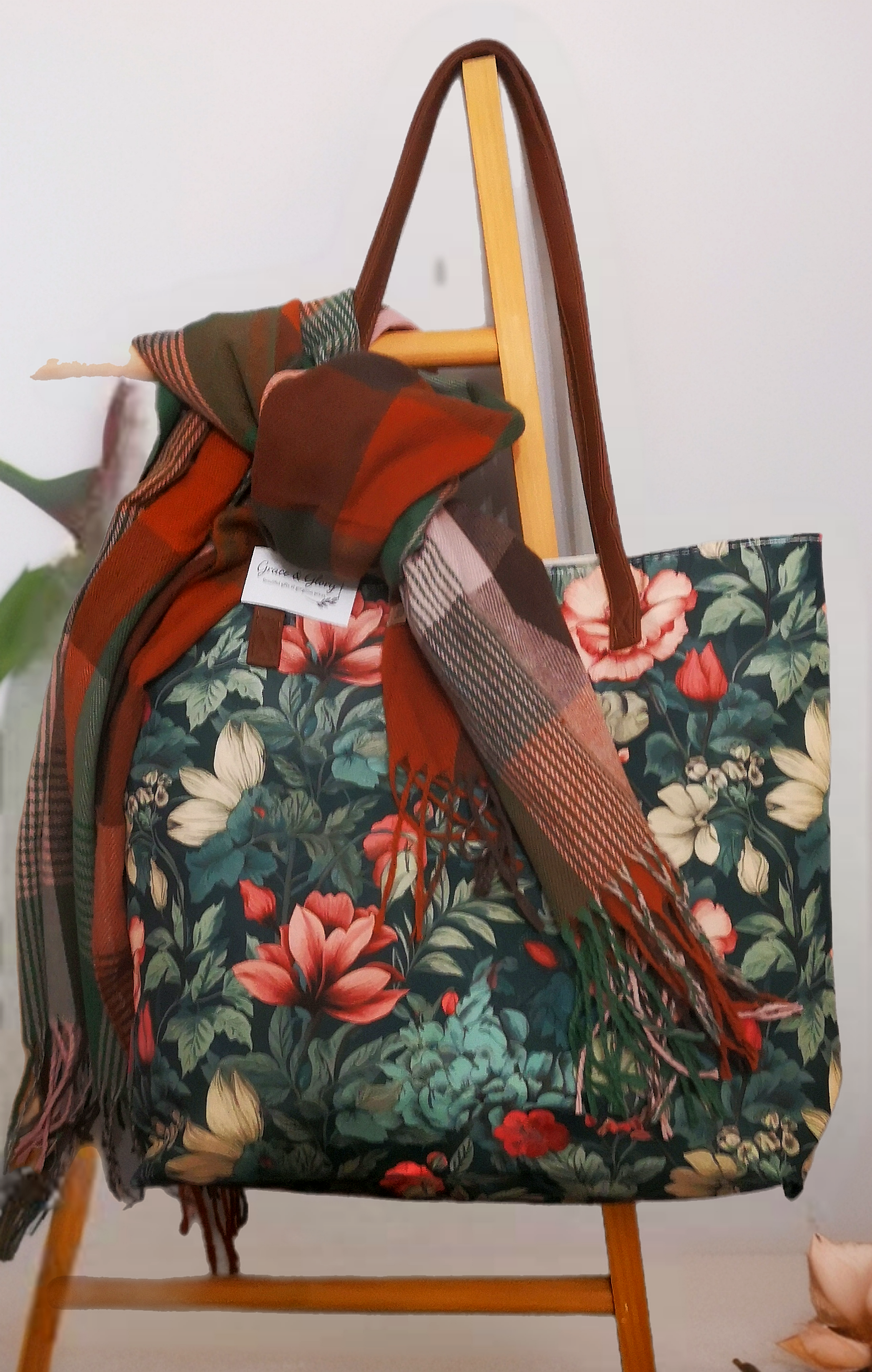 Autumn florals bag & Cotton Road scarf